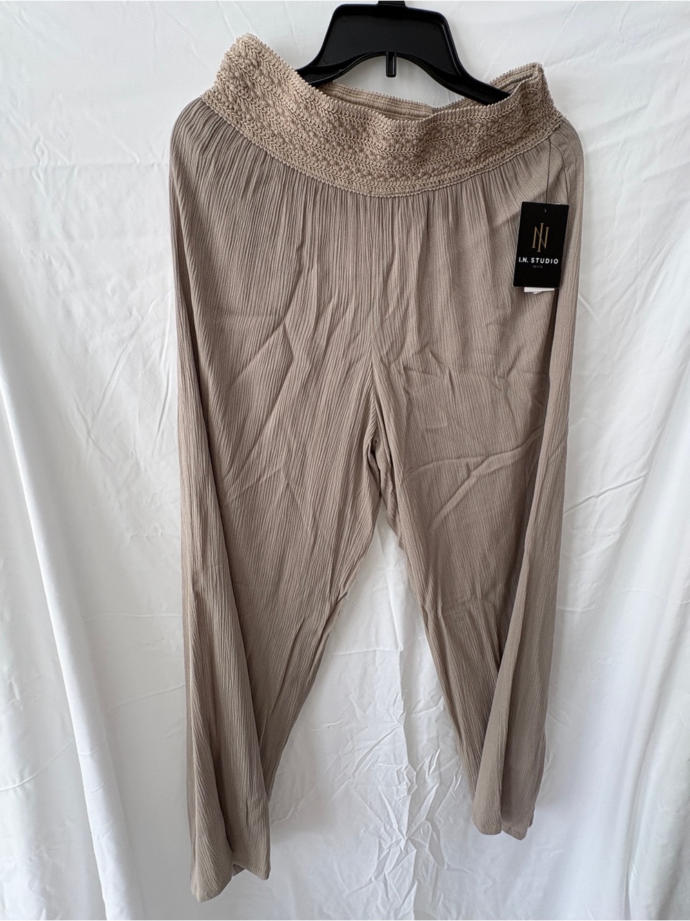 I.N. Studio Taupe Wide-Leg Lounge Pants